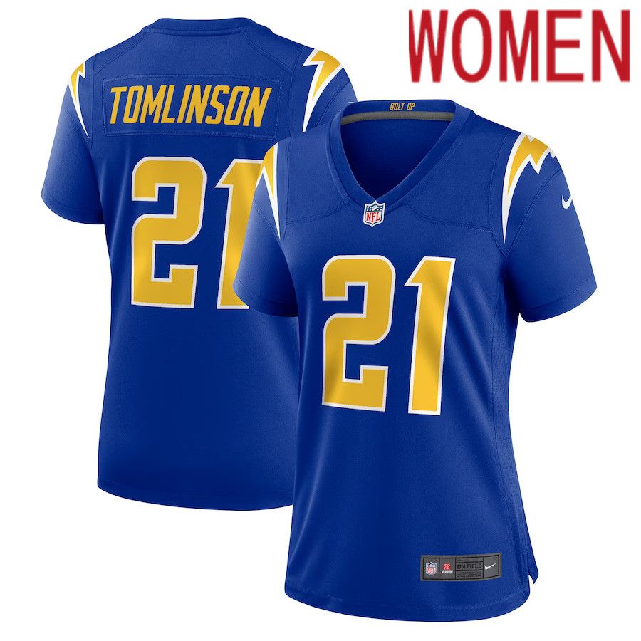 Women Los Angeles Chargers 21 LaDainian Tomlinson Nike Royal Retired Game NFL Jersey